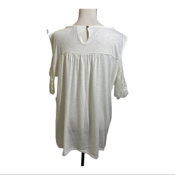 EST 1946 cold Shoulder lace blouse keyhole back. Cream plus size 22/24W. - Picture 6 of 10